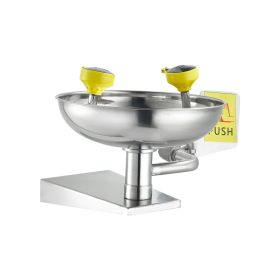 Emergency Eye Wash Station, Stainless Steel Wall-Mounted Eyewash Unit, First Aid Eye Wash Sink 16.14 x 12.99 x 9.45 Inches, Ideal for Laboratorie