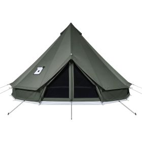 Canvas Bell Tent, 4 Seasons 9.84 ft Yurt Tent for Camping with Stove Jack, Canvas Breathable Holds up to 3 People with Zipped Detachable Floor