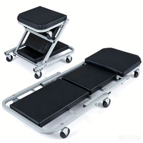 40" 2-in-1 Mechanic Creeper Seat with 360 Swivel Casters