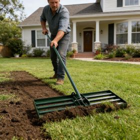 Lawn Leveling Rake Leveling Tool Level Soil or Dirt Ground Surfaces Easily Garden backyard farmland golf course compost sand leveling with 79.5 l
