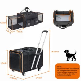 2 in 1 Pet Carrier for 2 Cats, Rolling Pet Carrier with Wheels, Expandable Foldable Double Pet Carrier with Removable Divider, Breathable Mesh Ox