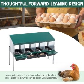 4 Holes Nesting Boxes - Chicken Cages Chicken Cabin for Laying Eggs - Chicken Brooder Box with Perch,With Legs And Cover to Protect Eggs,Green