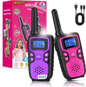 Walkie Talkies for Kids Rechargeable Long Range,Xmas Birthday Gift for 4 5 6 7 8 9 Year Old Girls,Hiking Gear Camping Games Cool Toys with NOAA