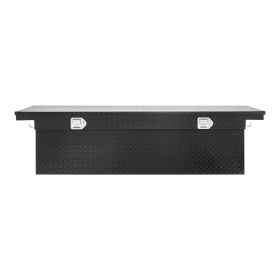 Crossover Truck Tool Box, 72x20x14 In, Heavy Duty Aluminum Toolbox with Diamond Texture, Pick Up Truck Bed RV Trailer Toolbox