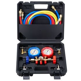 AC Gauge Set - 3 Way AC Manifold Gauge Set for R134A R22 R12 R502 Refrigerant, Freon Gauges with 5ft Hoses, Couplers