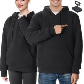 Heated Hoodie Sweatshirt Unisex with Battery for Men & Women S Size Black