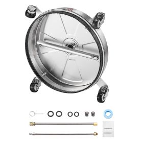 15" Pressure Washer Surface Cleaner, Stainless Steel Pressure Washer Attachments with 4 Wheels, 4000 Max PSI, 1/4 Quick Connector, 2 Spray Nozzle