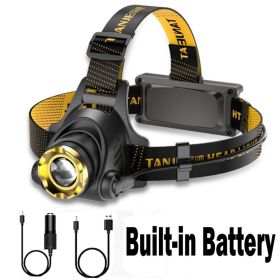 LED Headlamp Rechargeable Head Torch Zoom Headlight Lamp Flashlight Fishling Camping Light With 3 Modes Work Light Shipping Via DHL-Ground,Cannot (Option: Black)